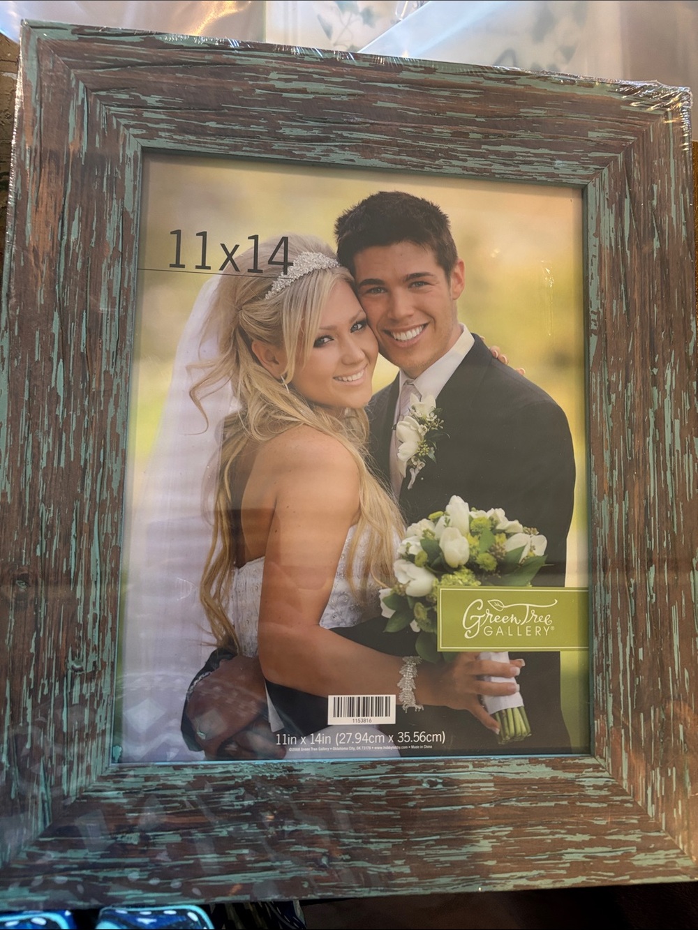 Hobby Lobby Distressed Teal and Brown Wood Picture Frame